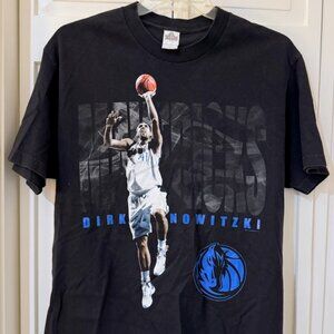 Dirk Nowitzki Dallas Mavericks #41 NBA T-Shirt L Black Adult vgt Graphic Tee